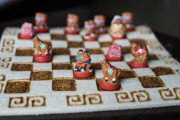multicolored chess on the board