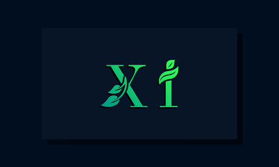 Minimal leaf style Initial XI logo