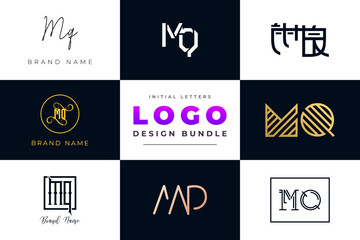 Set of collection Initial Letters MQ Logo Design.