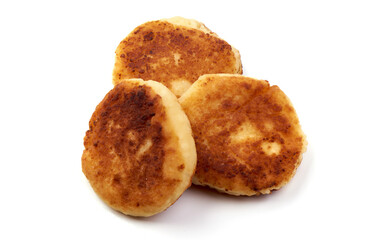 Fried cutlets in breadcrumbs, Isolated on white background.