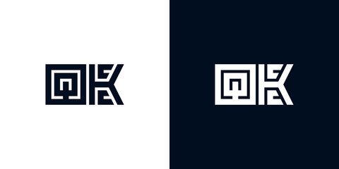 Minimal creative initial letters QK logo