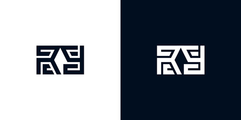 Minimal creative initial letters RY logo - obrazy, fototapety, plakaty