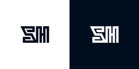 Minimal creative initial letters SH logo.