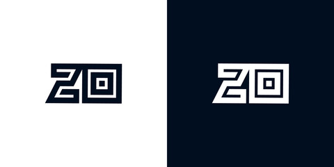 Minimal creative initial letters ZO logo
