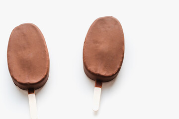 Ice cream on a white background. Popsicle on a white background. Eskimo in chocolate. 