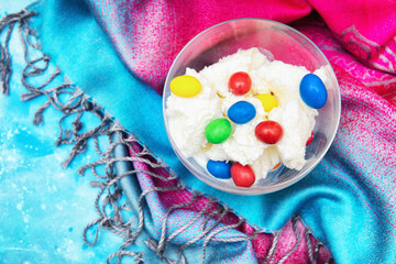 Ice cream with candy dragees