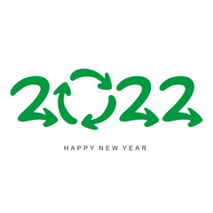 Happy New Year 2022 green recycling and save our planet earth environment 2022 logo icon