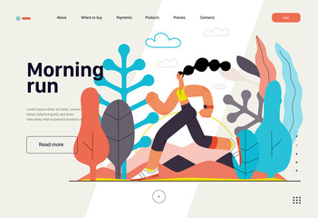 Obraz premium Runners - a woman running and exercising outside, website template