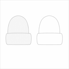 Hat isolated on white. Knitted hat sketch. Hat vector. Warm hat template. Cap graphic vector.
