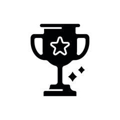 Trophy cup glyph icon. Vector fill black illustration.