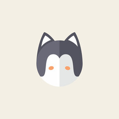 Cute siberian husky dog. Icon Vector Illustration