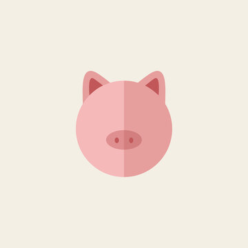 Cute pig head vector illustratio. Flat design