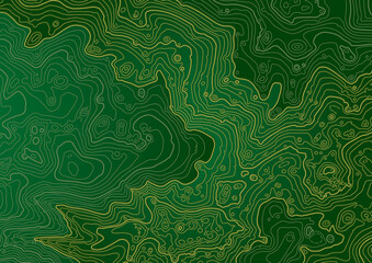 Abstract vector topographic map in dark green colors
