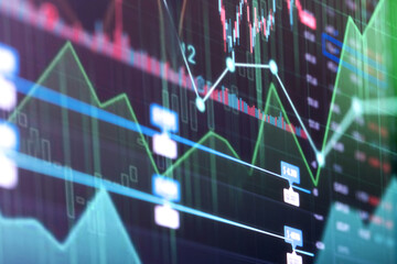 Financial stock market graph. Stock Exchange. Selective focus.