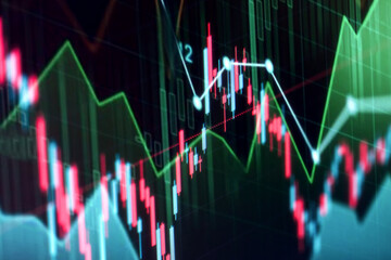 Financial stock market graph. Stock Exchange. Selective focus.