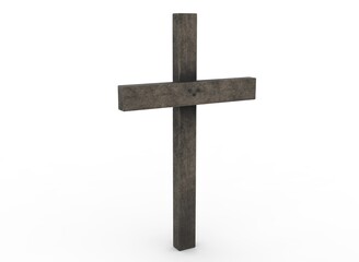 Old wooden grave cross on the background 3d-rendering