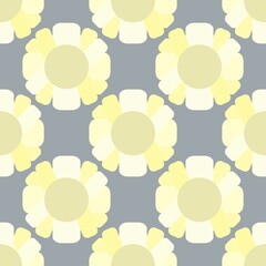 Vector Sunflower Repeat Pattern In Lemon On Grey
