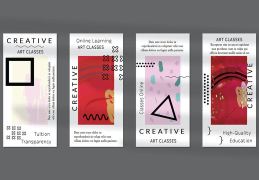 Flyer Layout with Black Shapes and Bright Abstract Rectangle on White