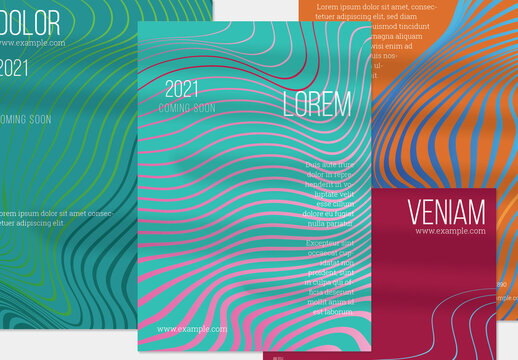 Flyer Layout with Marble Flat Abstract Elements