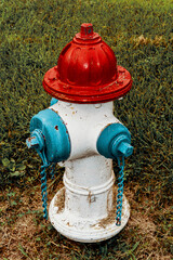 Fototapeta na wymiar Red White Blue American Fire Hydrant
