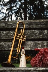 Fototapeta na wymiar Traveling Jazz Trumpet Musician