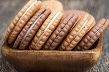 sweet cookies with milk filling