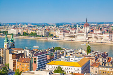 Naklejka premium Budapest city and Danube river