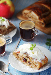 Traditional Austrian strudel with apples