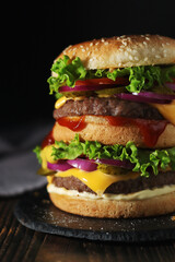 A double burger in low key	