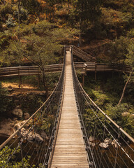 Wood Bridge between two mountains in Passadiços do Paiva, a trail in Arouca