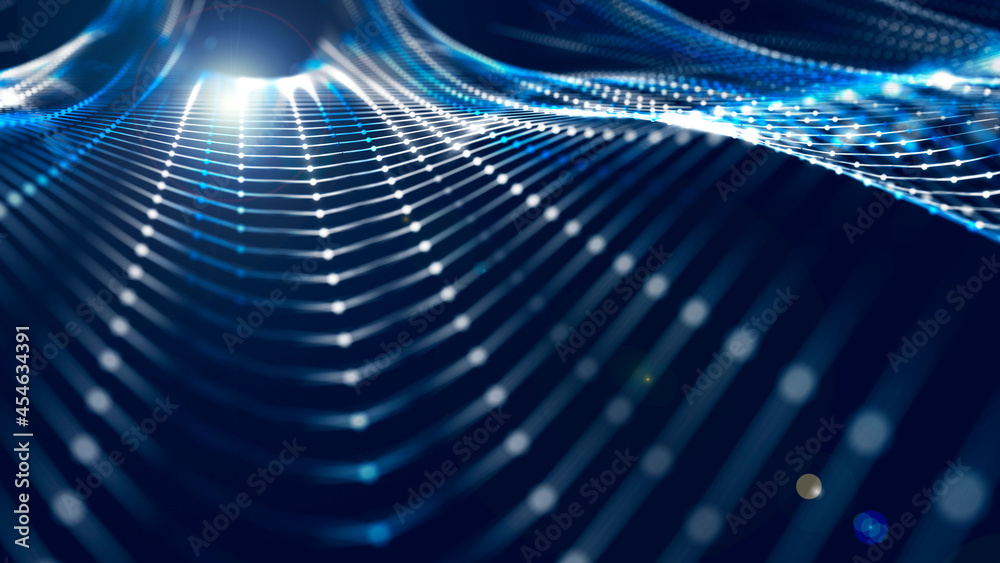 Leinwandbilder futuristic illustration of dots on a dark background. big data digital code. technological or scient