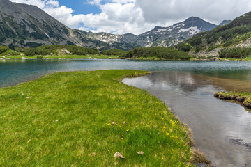 Landscape of Muratovo (Hvoynato) lake at Pirin Mountain, Bulgaria