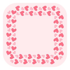 pink frame with hearts, cute square pink background with heart border frame 