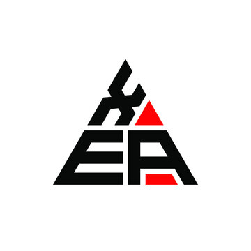 XEA triangle letter logo design with triangle shape. XEA triangle logo design monogram. XEA triangle vector logo template with red color. XEA triangular logo Simple, Elegant, and Luxurious Logo. XEA 