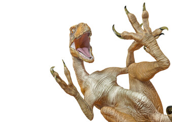 deinonychus is falling with copy space