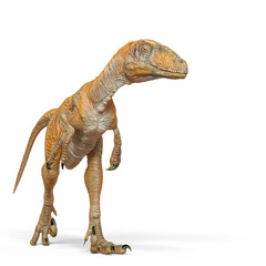 deinonychus is walking with copy view