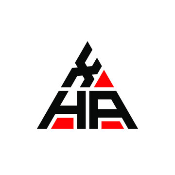 XHA triangle letter logo design with triangle shape. XHA triangle logo design monogram. XHA triangle vector logo template with red color. XHA triangular logo Simple, Elegant, and Luxurious Logo. XHA 