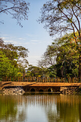 Fototapeta na wymiar Ponte no Parque Lago das Rosas em Goiânia.