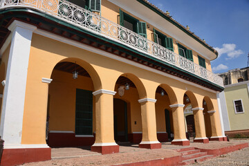 Colonial building, vintage car in the UNESCO World Heritage Trinidad, Cuba