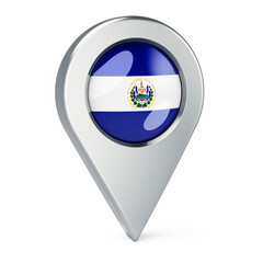 Map pointer with flag of El Salvador, 3D rendering