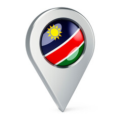 Map pointer with flag of Namibia, 3D rendering