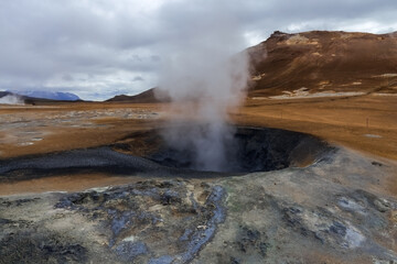 Iceland. The crater of a mud volcano.