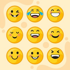 nine emoticons smiling