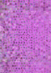 A 3d digital illustration of an abstract background with cubes and random patterns of purple, pink and blue. 