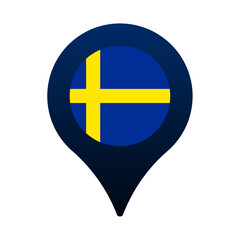 sweden flag and map pointer icon. National flag location icon vector design, gps locator pin. vector illustration