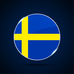 sweden national flag Circle button Icon. Simple flag, official colors and proportion correctly. Flat vector illustration.