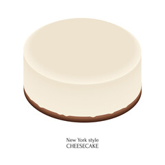 Cheesecake New York traditional American dessert. Colorful illustration on white background.