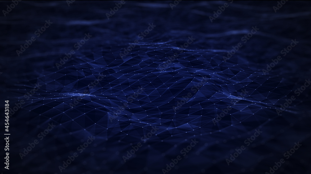 Wall mural polygon abstract background concept of dots and lines connected. with a dark background.