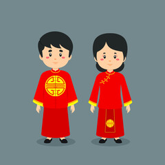Couple Character Wearing Chinese Traditionall Dress