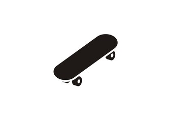 Skateboard in isometric view.  Simple illustration in black and white.